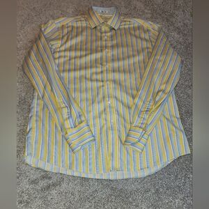 Bugatchi Yellow And Blue LS‎ Dress Shirt No Size